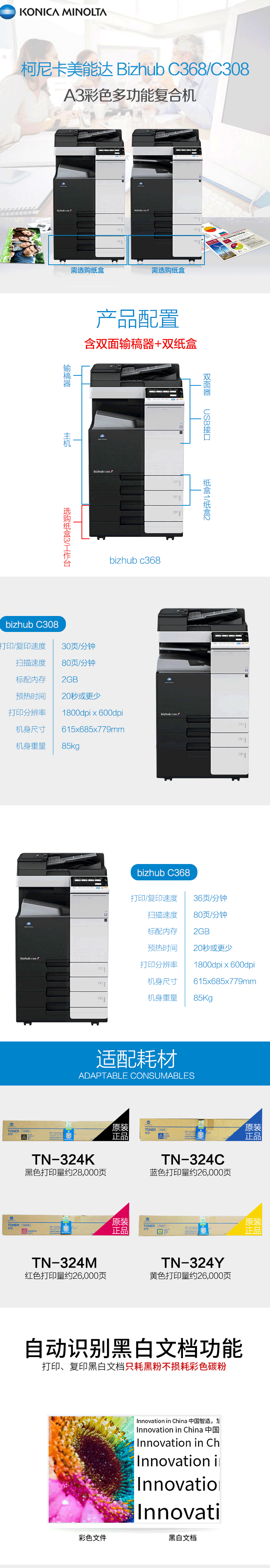 柯尼卡美能达 bizhub C368 A3 彩色数码复合机 再生机1.gif